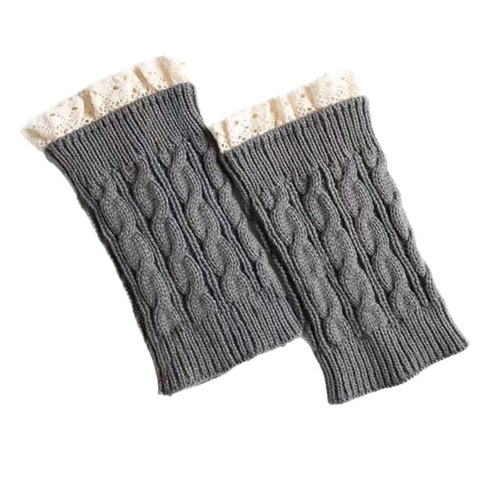 Vintage Lace Ruffle Hem Knit L - Boot Sock Slouchy 评论和价格