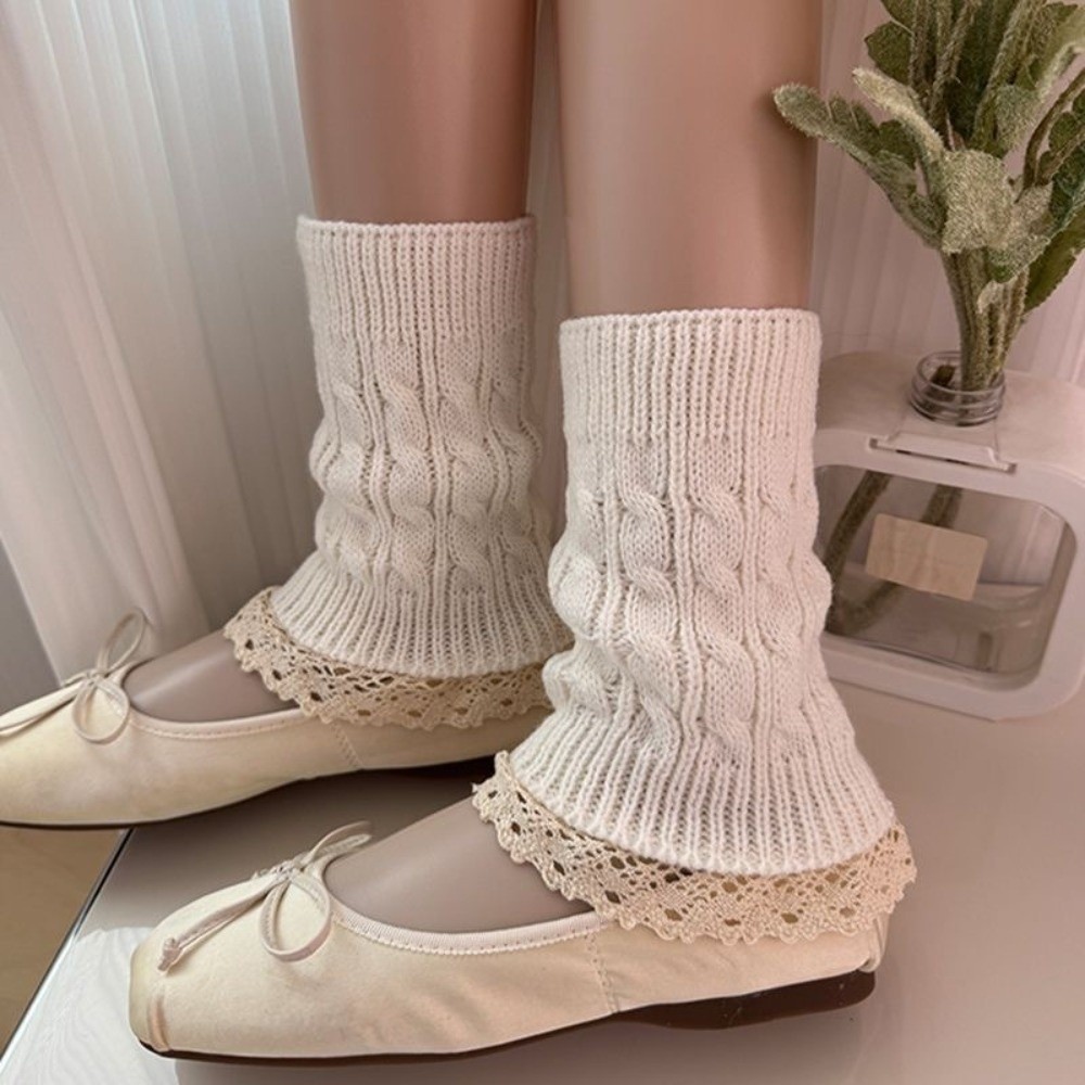 Vintage Lace Ruffle Hem Knit L - Boot Sock Slouchy 评论和价格