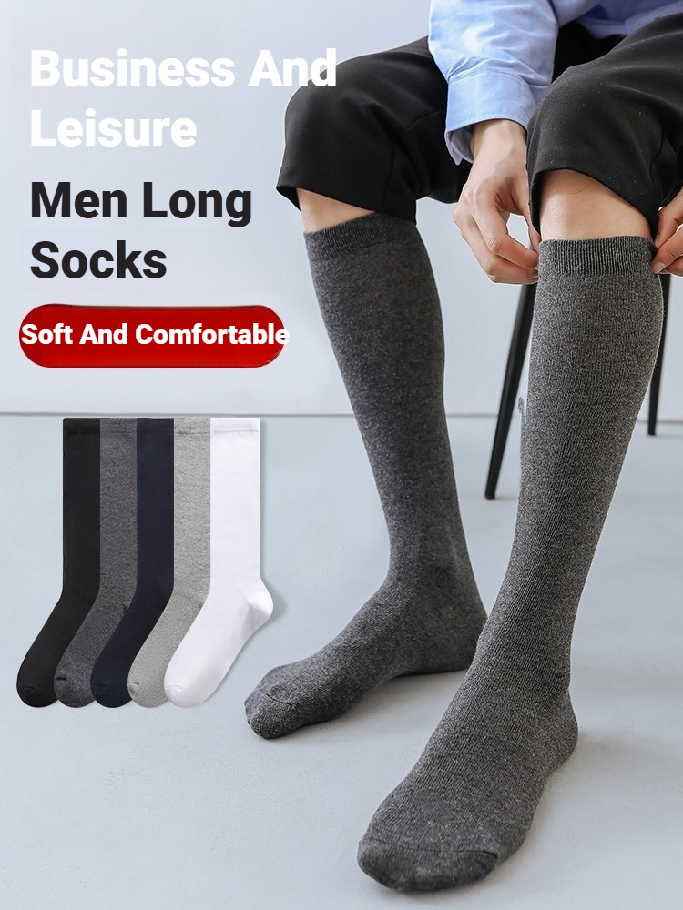 1 Pair Men Solid Knee High Bus - Dress Sock Men 评论和价格